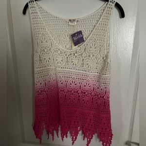 Ms Kelly crocheted top in Pink & Cream Sz. S/M.. NWT.. never been worn..